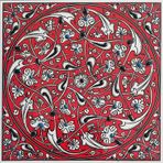 Armada Çini 20x20 Cm ED 325 Kırmızı İznik Rumili Desen Eldekoru Çini Karo