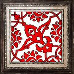 Armada Çini 20x20 Cm Sp 83 Kırmızı Beyaz İznik Rumi Desenli Çini Pano Çok Renkli