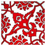 Armada Çini 20x20 cm SP 83 Kırmızı Beyaz Kütahya İznik Rumi Osmanlı Desenli Seramik Çini Karo