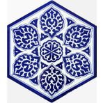 Armada Çini 21X23 cm Al 2 Selçuklu Desenli Seramik Altıgen Çini Karo