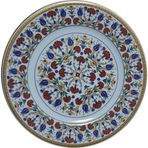 Armada Çini Armada Cini Prt 34 25 Cm Sarı Altın Yaldızlı Lale Karanfil Desenli Porselen Cini Tabak