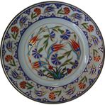 Armada Çini Armada Cini Prt 46 25 Cm Mavi Altın Yaldızlı Lale Karanfil Desenli Porselen Cini Tabak
