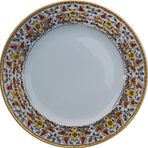 Armada Çini Armada Cini Prt 61 25 Cm Sarı Altın Yaldızlı Lale Karanfil Desenli Porselen Kaligrafi Cini Tabak