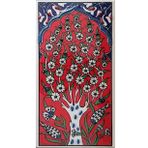 Armada Çini ED 205 10x20 cm Kırmızı Hayat Ağacı Eldekoru Çini Karo