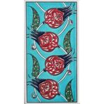 Armada Çini ED 208 10x20 cm Yeşil Nar çiçekli Eldekoru Çini Karo
