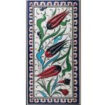 Armada Çini ED 216 10x20 cm Kobalt Üç Lale Eldekoru Çini Karo