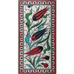 Armada Çini ED 217 10x20 cm Kırmızı Üç Lale Eldekoru Çini Karo