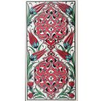 Armada Çini ED 230 10x20 cm Kırmızı Rumi Desenli Eldekoru Çini Karo