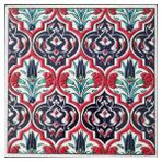 Armada Çini ED 309 20x20 cm Kırmızı Madalyon Eldekoru Çini Pano