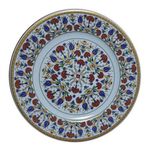Armada Çini Prt 34 25 cm Sarı Altın Yaldızlı Lale Karanfil Gümüş Çini Tabak