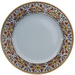 Armada Çini PRT 61 25 cm Sarı Altın Yaldızlı Lale Karanfil Kaligrafi Çini Tabak