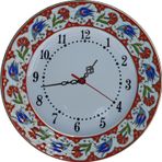 Armada Çini Prt 65 25 cm Kırmızı Altın Yaldızlı Lale Karanfil Çini Saat