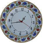 Armada Çini Prt 66 25 cm Kırmızı Sarı Yaldızlı Lale Karanfil Çini Saat