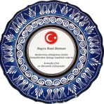 Armada Çini Resimli Baskılı El Dekoru Kütahya Mavi 30 cm Çini Tabak