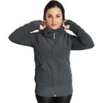 Armadillos Kapüşonlu Kadın Polar Eldivenli Detaylı Bayan Polar Sweatshirt - Füme