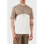 Armani Exchage % 100 Pamuk Regular Fit Sıfır Yaka T Shirt Erkek T Shirt XM000485 AF10362 M6062 - 2XL - Bej - Ekru