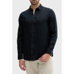 Armani Exchange % 100 Keten Normal Kalıp Klasik Yaka Gömlek Erkek Gömlek XM001221 AF14619 UB101 - Lacivert