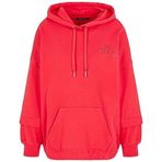 Armani Exchange Bayan Bonded Stripe, Kontrast Logo Line, Hoodie Hooded Sweatshirt, Kırmızı, S