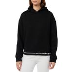 Armani Exchange Bayan Bonded Stripe, Kontrast Logo Line, Hoodie Hooded Sweatshirt, Siyah, M