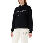 Armani Exchange Bayan French Terry Armani Studded Logo Hoodie Hooded Sweatshirt, Siyah, M