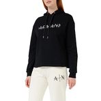 Armani Exchange Bayan French Terry Armani Studded Logo Hoodie Hooded Sweatshirt, Siyah, S