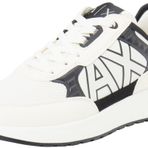 Armani Exchange Dusseldorf kabartmalı geometrik motifli erkek spor ayakkabısı, beyaz siyah, 41 EU