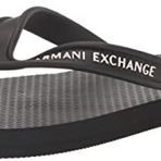 Armani Exchange Erkek baskılı kauçuk taban, yan logo parmak arası terlik, Siyah, 45 EU