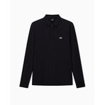 Armani Exchange Erkek Essential, Long Sleeve Side Monogram Logo Polo Tişört, Siyah, XXL