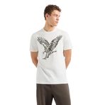 Armani Exchange Erkek Large Embroidered Eagle Regular Fit Cotton Jersey T-Shirt, beyaz (Off White), L