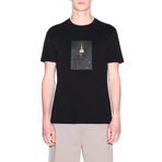 Armani Exchange Erkek One Block Up, Front Logo with Rubbed Photo Print T-Shirt, Siyah, M