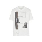 Armani Exchange Erkek Scattered Graphic Elements with Iconic Building Image Regular Fit Tee T-Shirt, Off White Milano, M