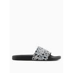 Armani Exchange Erkek Siyah-Beyaz Logo Desenli Sandalet, 44