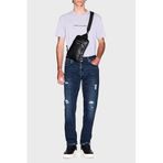Armani Exchange Erkek Skinny Fit Yırtıklı Streç Pamuklu Jean, Dar Paça, Normal Bel, Lacivert, 34 Beden