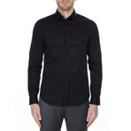 Armani Exchange Erkek Smart Stretch Saten Günlük Gömlek, Siyah, M