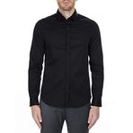 Armani Exchange Erkek Smart Stretch Saten Günlük Gömlek, Siyah, S
