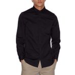 Armani Exchange Erkek Smart Stretch Saten Günlük Gömlek, Siyah, XXL