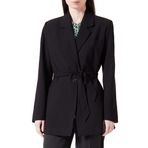 Armani Exchange Kadın arka bel kemeri, iç kısmı logo baskılı, ön cepli blazer, Siyah, M