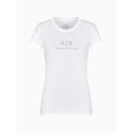 Armani Exchange Kadın bisiklet yaka Slim Fit suni elmas A|x logolu tişört, beyaz (Optic White), M
