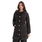 Armani Exchange Kadın manşetli uzun kollu, yan logo yamalı parka, Siyah, M