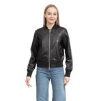Armani Exchange Kadın Suni Deri Bomber Ceket, Siyah, XS
