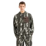 Armani Exchange Kontrast Cep Kapşonlu Sweatshirt ile Erkek Camo Baskı, Yeşil Kamuflaj, M