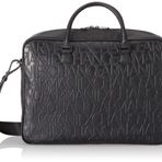 Armani Exchange Men's Essential Jim, sürdürülebilir kabartmalı monogram, fermuarlı cüzdan, siyah, tek beden, Siyah, Ölçü Birimi