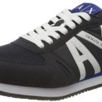 Armani Exchange Micro Suede Multicolor erkek spor ayakkabısı, Lacivert Op Beyaz, 44 EU