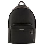 Armani Exchange New York, Sürdürülebilir, Logo Plakası, Çift Fermuarlı Sırt Çantası, Siyah, One Size, İş