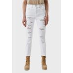 Armani Exchange Pamuklu Yüksek Bel Slim Fit Yırtık Detaylı J51 Jean Bayan Kot Pantolon 3RYJ51 Y1HRZ 1100 - 27 - Beyaz