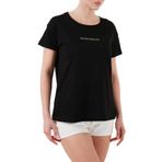 Armani Exchange Seven Magic Mountains, kabartmalı folyo logolu kadın tişörtü, Siyah, S