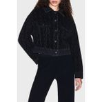 Armani Exchange Tamamı Logolu Pamuklu Regular Fit Kot Ceket Bayan Ceket XW000819 AF16092 FB180 - XS - Siyah