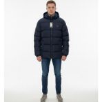 Armani Jeans Kapüşonlu Şişme Erkek Siyah ve Lacivert Mont - Lacivert-R56