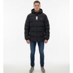 Armani Jeans Kapüşonlu Şişme Erkek Siyah ve Lacivert Mont - XL