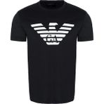 Armani Logo Baskılı Pima Jarse Tişört - Siyah